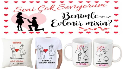 Evlilik Teklifi Organizasyon Ürünleri, Bursa Evlilik Teklifi Organizasyon Ürünleri, Evlilik teklifi baskılı mesajlı hediye yastık, İsme Özel Evlenme Teklifi Temalı Kupa Bardak, Sürpriz Evlilik Teklifi Malzemeleri